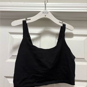 Aerie Offline The Hugger Longline Black Sports Bra
